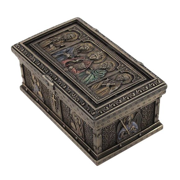Bronzed Catholic Saints Altar Trinket Box - Picture 2 of 5